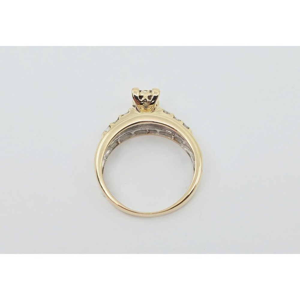 10K Solid Yellow Gold Round, Baguette & Princess Cut Diamond Ring - Size 7.50 - Picture 13 of 16